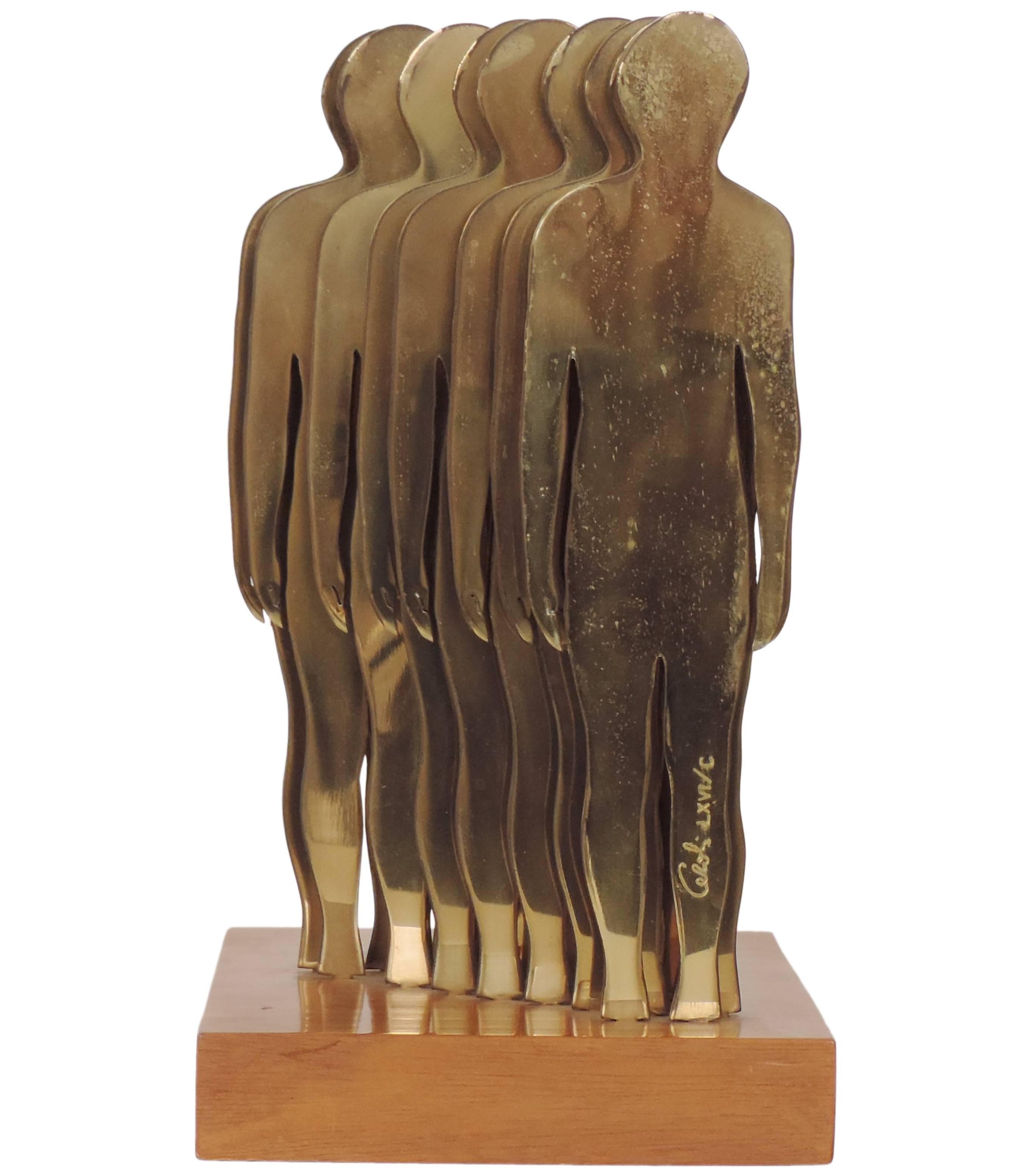 Mario Ceroli Brass Table Sculpture, Italy  1970s