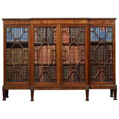 Mahogany Breakfront Four-Door Glazed Bookcase