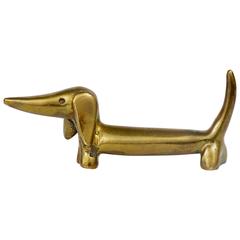 Walter Bosse Wiener Dog Mid-Century Brass Figurine, Hertha Baller, Austria 1950s