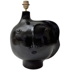 Large Ceramic Lamp Base Glazed in Black