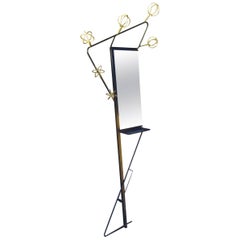 Mid-20th Century French Designer Wall and Mirror Coatstand