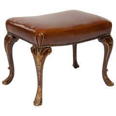 Attractive Antique Walnut and Gilt Leather