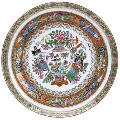 Chinese Qing Famille Rose Scholars Objects Plate, 19th Century