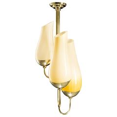 Paavo Tynell Large Pendant in Brass and Glass for Idman, 1950s 4