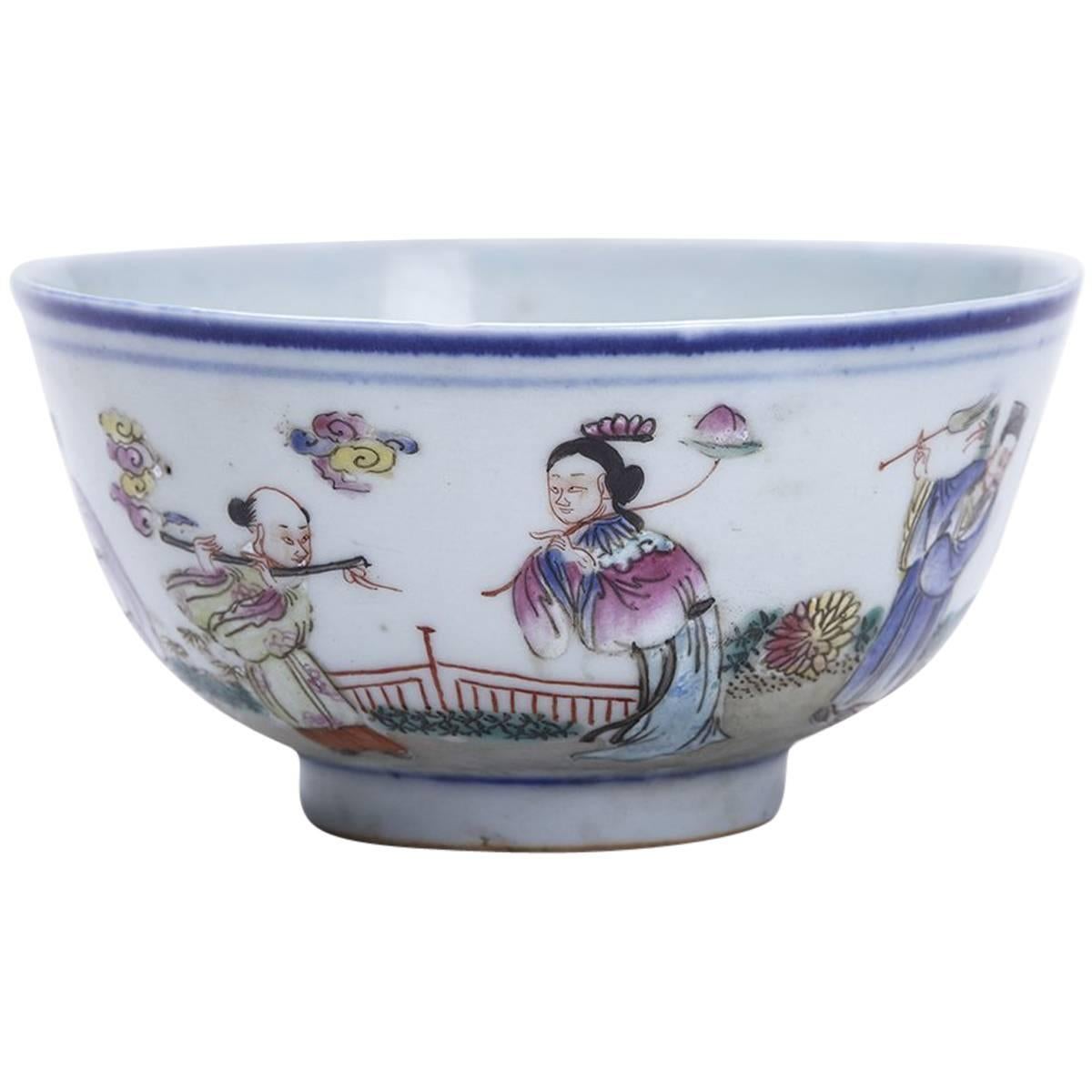 Chinese Guangxu Mark & Period Figural Bowl, 1874-1908
