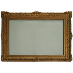 Large Antique Frame, French Gold Gilt Gesso on Wood, Late 19th Century