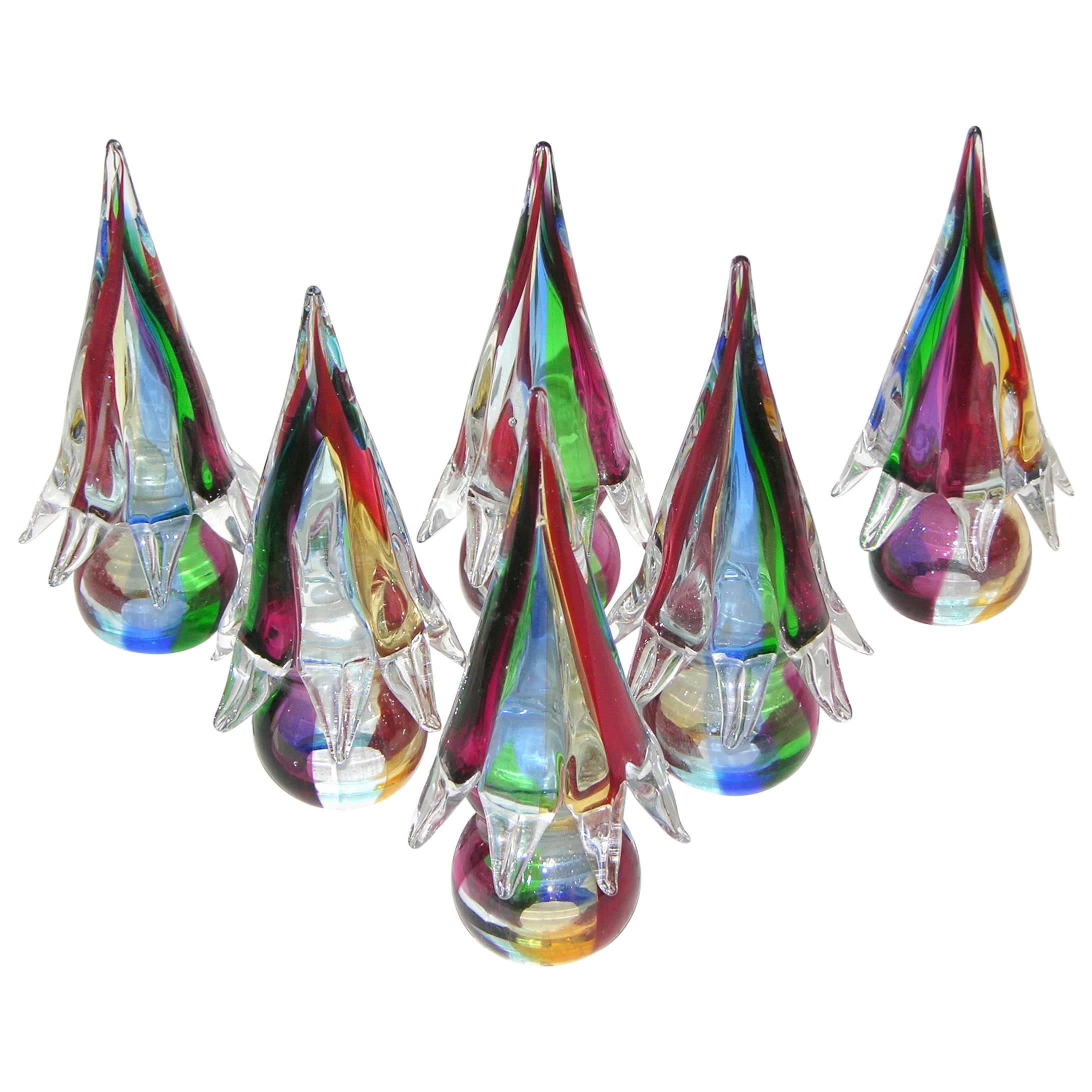 1980s Organic Italian Vintage Colorful Blown Murano Glass Tree Sculpture