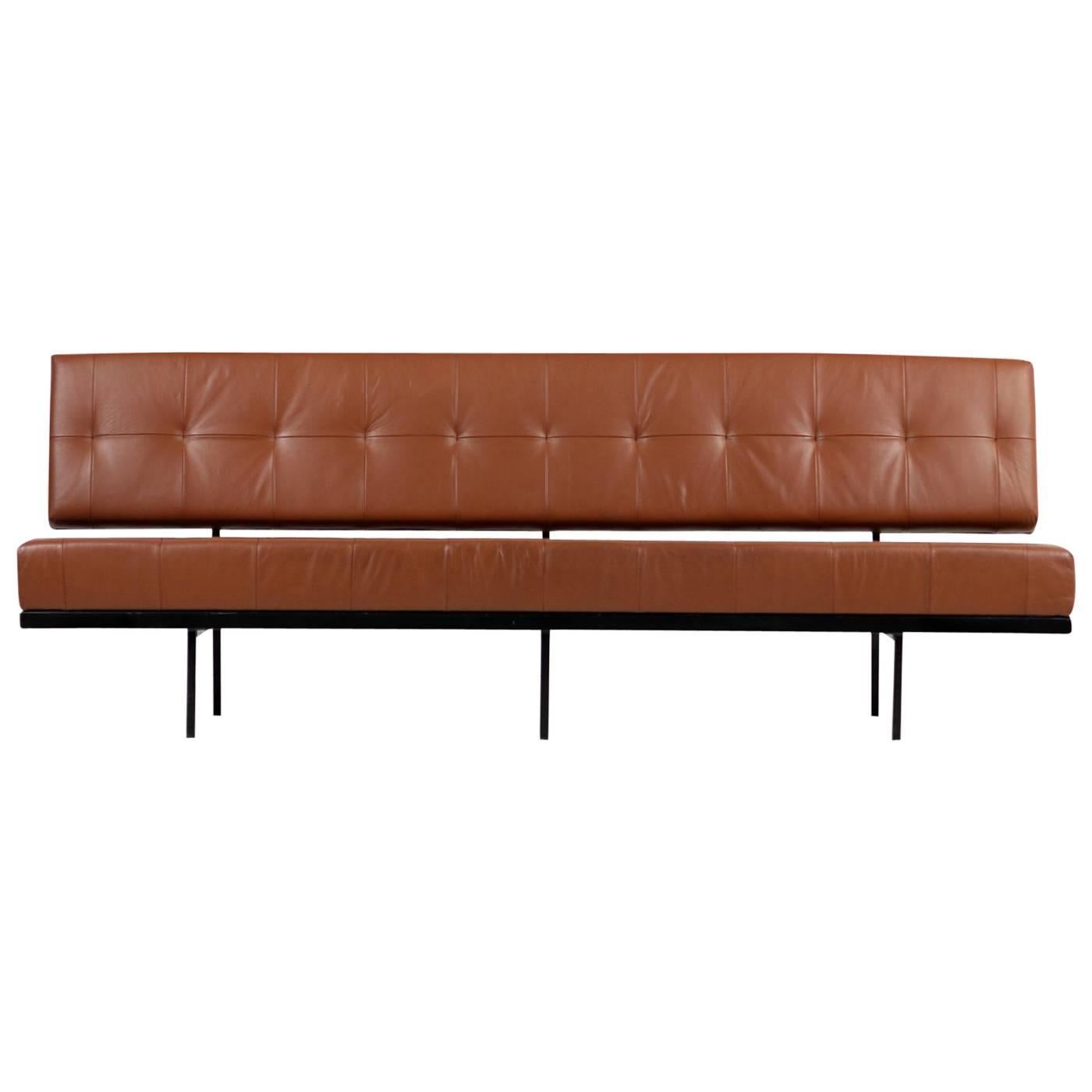 Beautiful 1960s Florence Knoll Custom Daybed Sofa Cognac Leather, Mid-Century