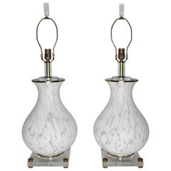 Pair of Mazzega Murano Glass Baluster Lamps 10