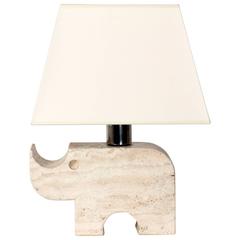 Rhinoceros Table Lamp in Travertine by Fratelli Mannelli, Italy, 1970s