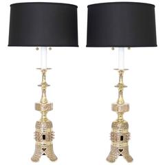 Restored Japanese Candlestick Lamps by Marbro, Pair