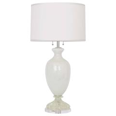 Large Pearl White Murano Glass Lamp by Seguso