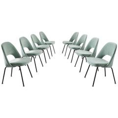 Vintage Eero Saarinen Set of Eight Reupholstered Dining Chairs for Knoll International