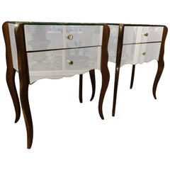 Pair of 1940s French Mirrored Bedside Tables