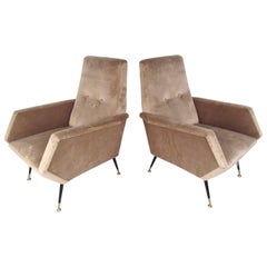 Pair Italian Modern Modern Zanuso Style Lounge Chairs