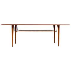 1960s Peter Hvidt Coffee Table in Teak, Cane and Brass Danish Modern Design 1960s Peter Hvidt Coffee Table in Teak, Cane and Brass Danish Modern Design