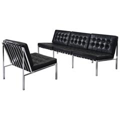 Kurt Thut Living Room Set in Black Leather for De Sede 11