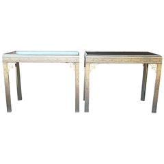 Pair of 20th Century Silver Gilt Chinese Chippendale Fretwork Tables