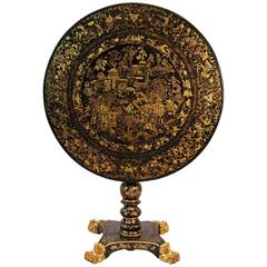 Early 19th Century English Japanned Circular Tilt-Top Dessert Table