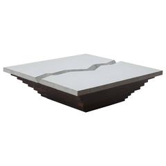 Cast Canyon Coffee Table by Uhuru Design, cast concrete, antique heart pine 1