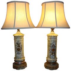 Pair of Paint Decorative Glass Grecian Styled Table Lamps 3