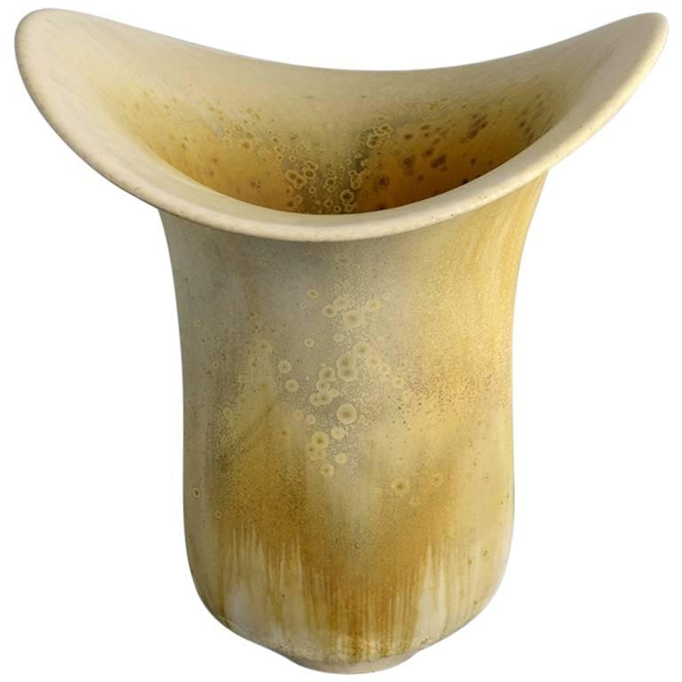 Unique Stoneware Vase with Cream Crystalline Glaze by Gottlind Weigel For Sale
