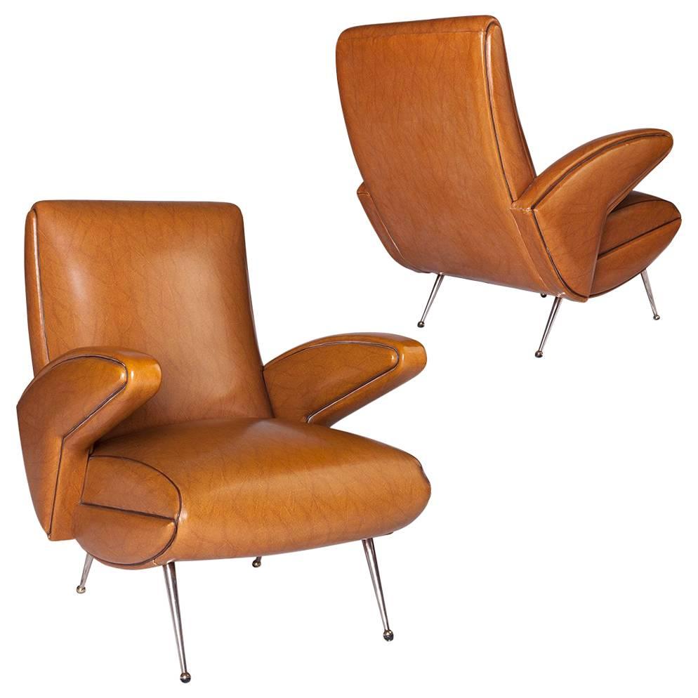 Pair of French Lounge Armchairs, circa 1960 For Sale