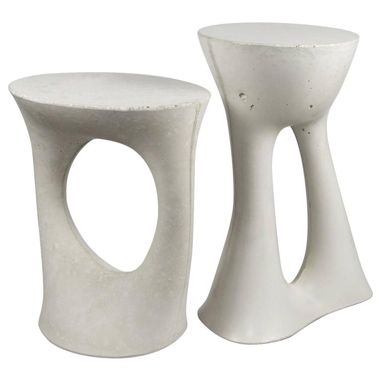 Pair of Modern Concrete Kreten Side Tables in Grey from Souda, Cast