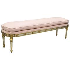 Long French Louis XVI or Directoire Style Giltwood Bench Attr. to Maitland Smith