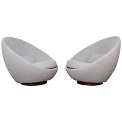 Pair of Rocking Swivel Chairs by Milo Baughman