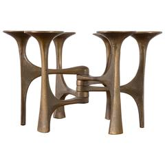 Mid-Century Brutalist Bronze Candle Holder by Michael Harjes