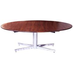 Vintage Rosewood and Chrome Mid-Century American Oval Dining Table, 1960s