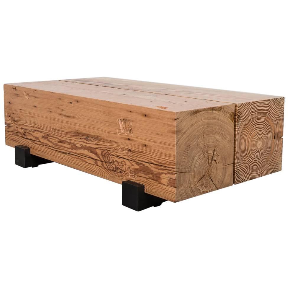 Beam Coffee Table by Uhuru Design, reclaimed wood, blackened steel For