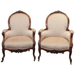 Pair Antique American Bergeres 5