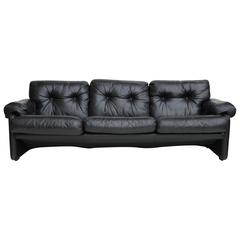 Tobia Scarpa "Coronado" Black Leather Sofa  for B&B