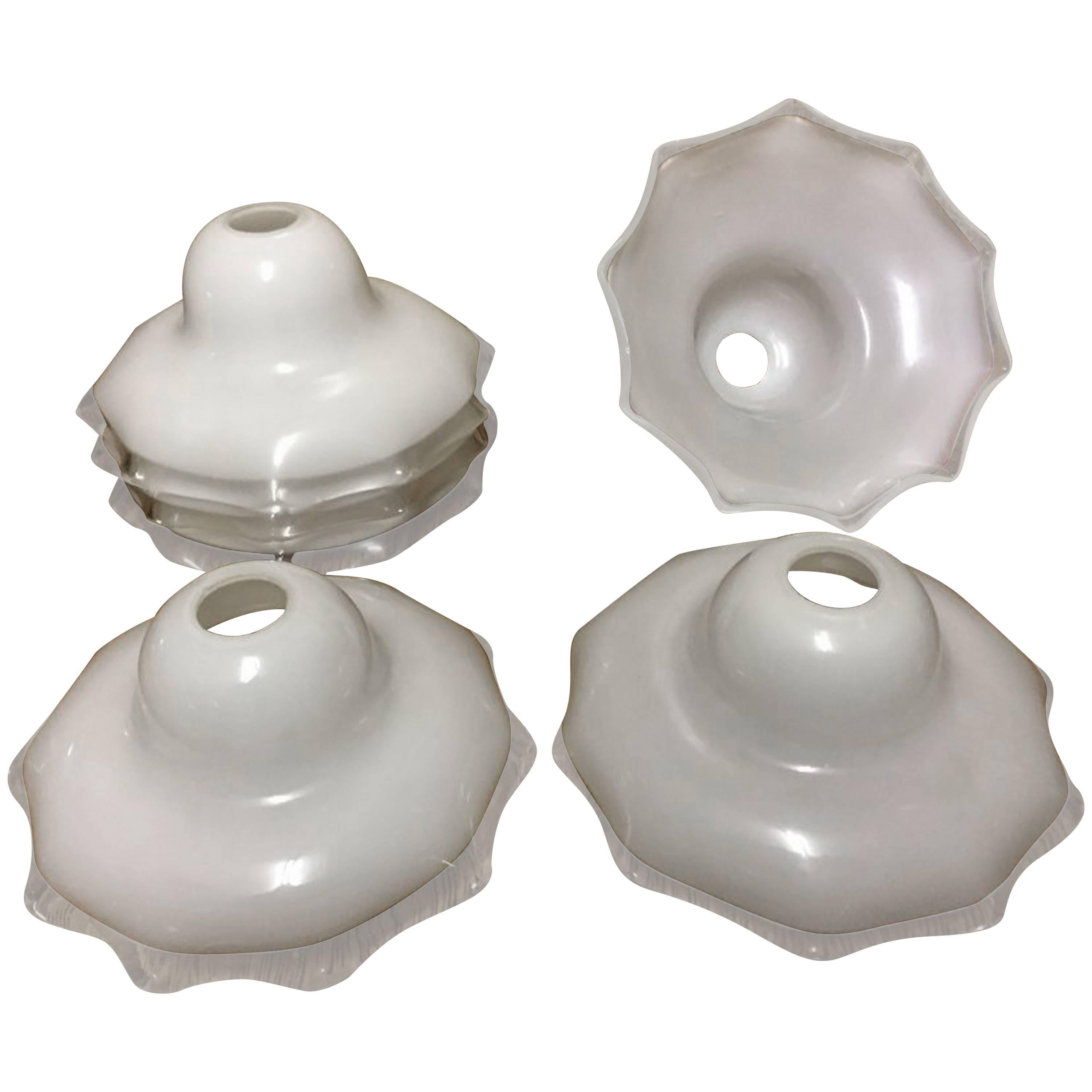 A Good Set of Six Simple Flaring Opaque Shades For Sale