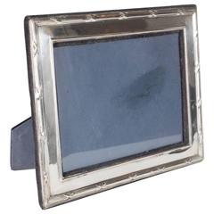 English Mid-Century Sterling Silver Frame with Cross-Hatch and Fluted Detailing