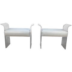 Pair of Lion in Frost Lucite Benches 8