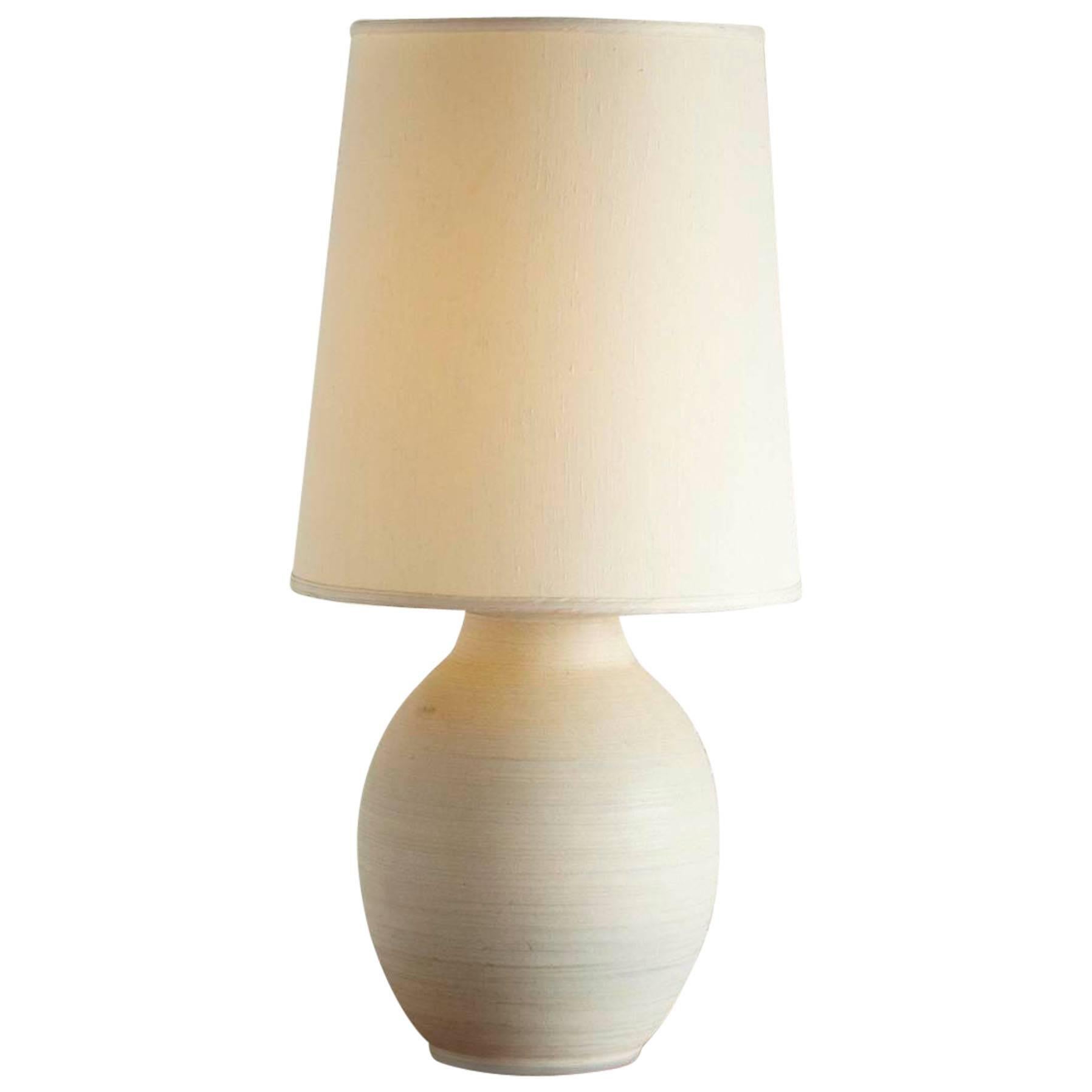 Large Italian Cream Colored Ceramic Table Lamp