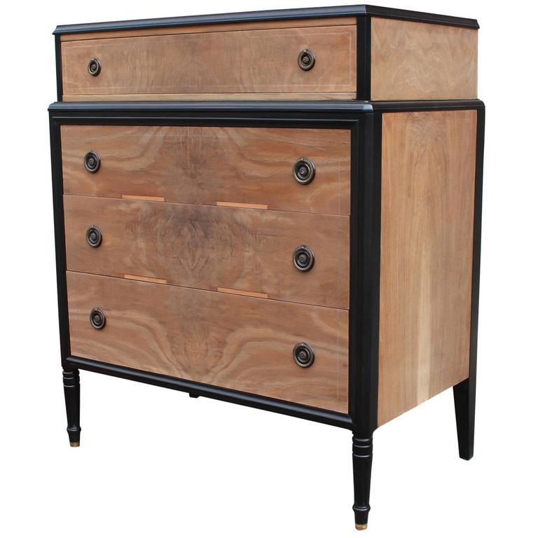 Stunning Two Tone Bleached and Black Modern Chest with Brass Handles at 1stdibs