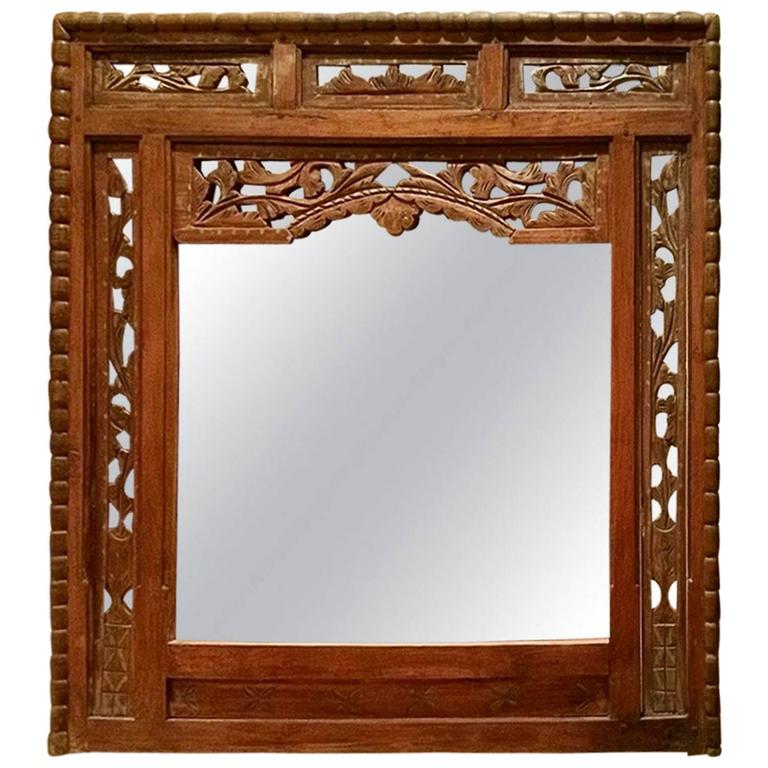 Antique Indonesian Teak Wood Mirror At 1stdibs Antique Indonesian Teak Wood Mirror For