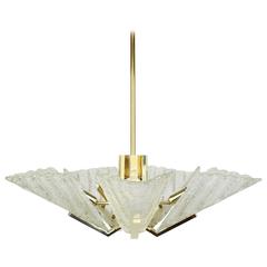 Carl Fagerlund for Orrefors Chandelier Murano Glass Leaves, 1960s