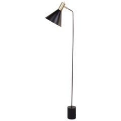 Torche Reading Light In Darkened Steel With Brass Shade and Cylindrical Base 