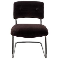 1980s Steelcase Side Chair with Brown Micro-Velvet