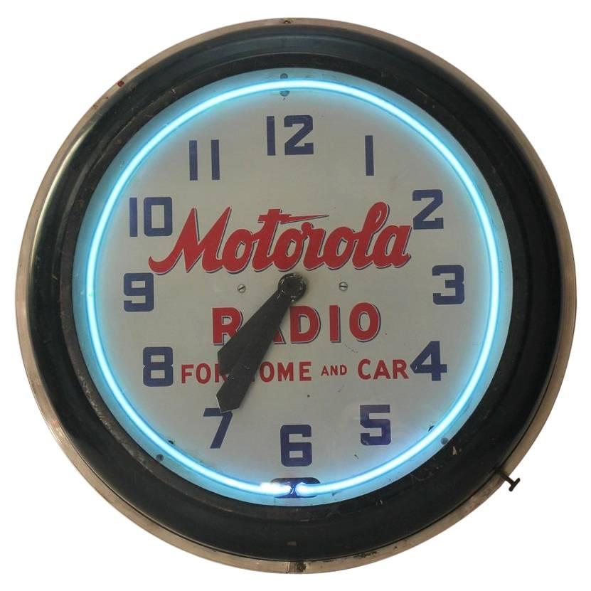 1930s Neon Clock " Motorola Radio for Home and Car"