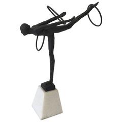 Modern Bronze and Alabaster Acrobat Dancer Statue