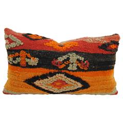 Custom Moroccan Pillow Cut from a Vintage Hand Loomed Wool Berber Rug