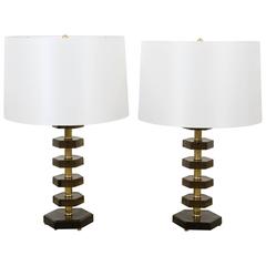 Pair of Italian 1960s Amber Glass Table Lamps 8