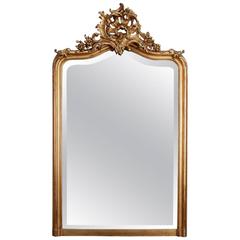 Louis Philippe Gilt Mirror with Carved Crest Louis Philippe Gilt Mirror with Carved Crest