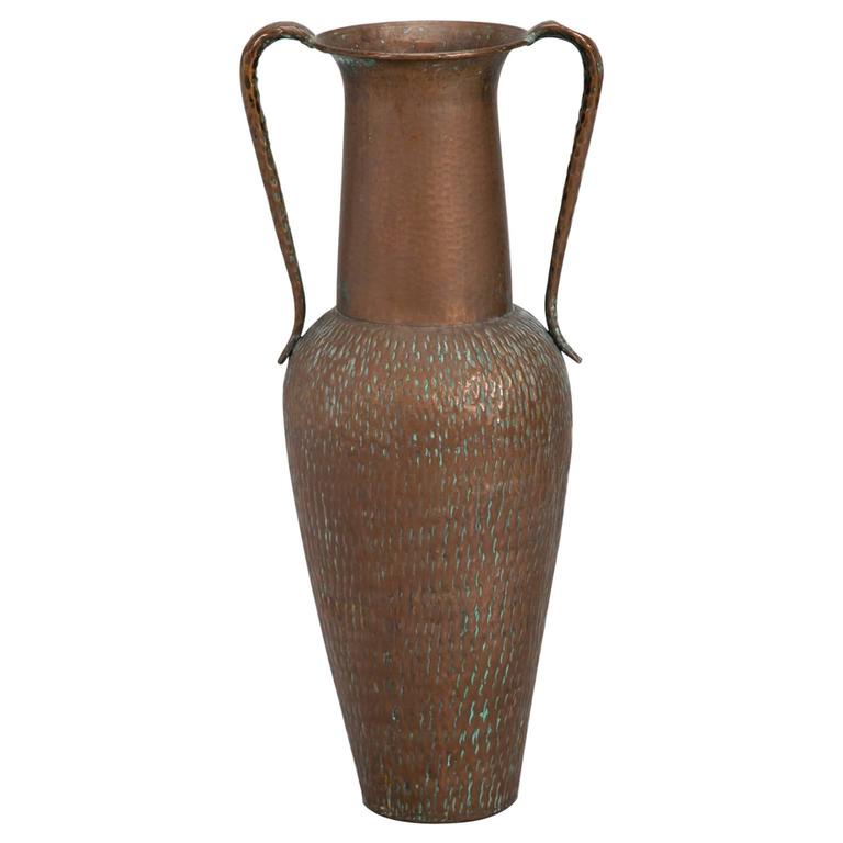 Tall Italian Hammered Copper Vase at 1stDibs